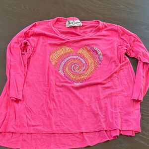 Dori Creations Pink Spiral Heart Long Sleeve Tee